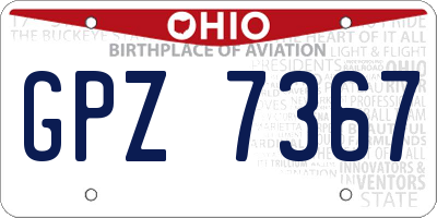 OH license plate GPZ7367