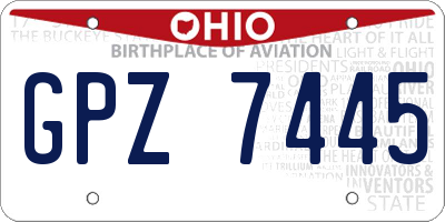OH license plate GPZ7445