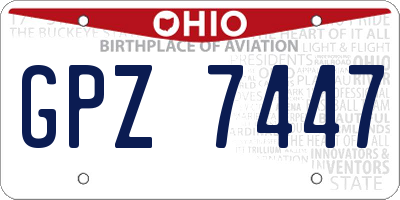 OH license plate GPZ7447