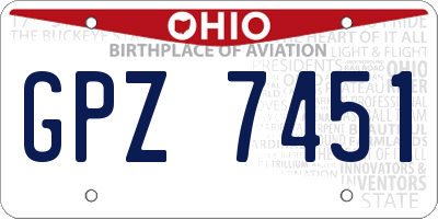 OH license plate GPZ7451