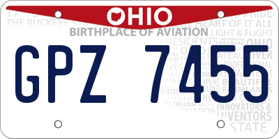 OH license plate GPZ7455