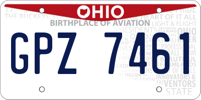 OH license plate GPZ7461