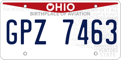 OH license plate GPZ7463