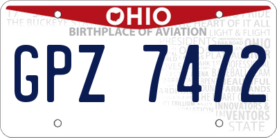 OH license plate GPZ7472