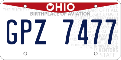 OH license plate GPZ7477