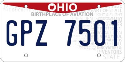 OH license plate GPZ7501