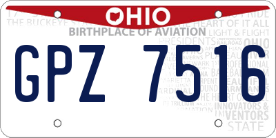 OH license plate GPZ7516