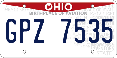 OH license plate GPZ7535