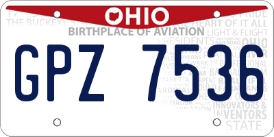 OH license plate GPZ7536