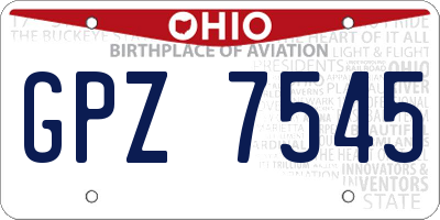 OH license plate GPZ7545