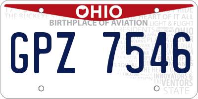 OH license plate GPZ7546