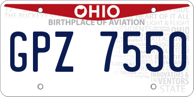 OH license plate GPZ7550