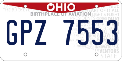 OH license plate GPZ7553