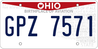 OH license plate GPZ7571