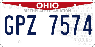 OH license plate GPZ7574