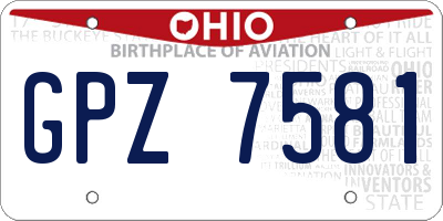 OH license plate GPZ7581