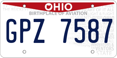 OH license plate GPZ7587