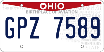 OH license plate GPZ7589