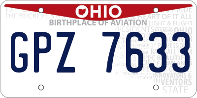 OH license plate GPZ7633