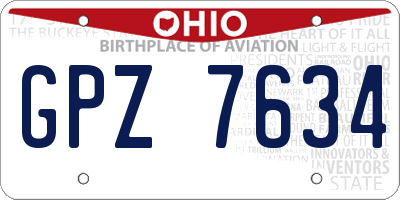 OH license plate GPZ7634