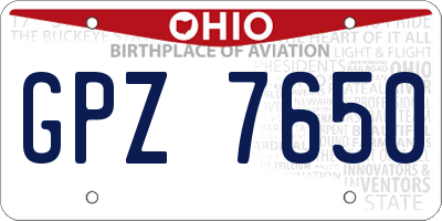 OH license plate GPZ7650