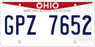 OH license plate GPZ7652