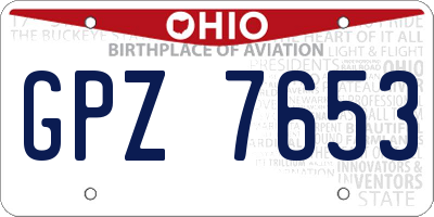 OH license plate GPZ7653
