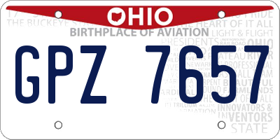 OH license plate GPZ7657