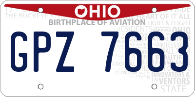 OH license plate GPZ7663