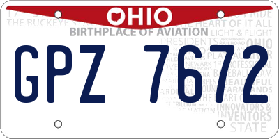 OH license plate GPZ7672