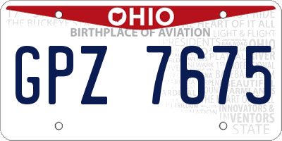 OH license plate GPZ7675