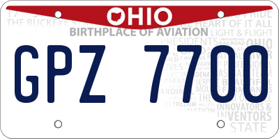 OH license plate GPZ7700