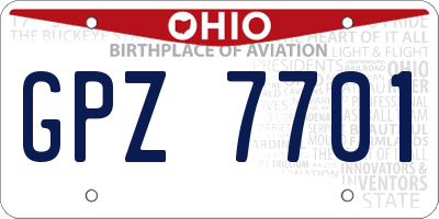 OH license plate GPZ7701
