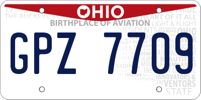 OH license plate GPZ7709