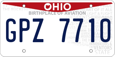 OH license plate GPZ7710