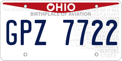 OH license plate GPZ7722