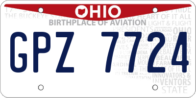 OH license plate GPZ7724