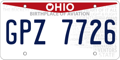 OH license plate GPZ7726