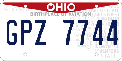 OH license plate GPZ7744