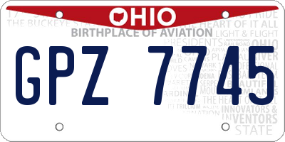 OH license plate GPZ7745