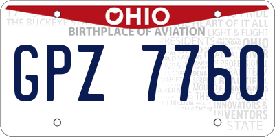 OH license plate GPZ7760