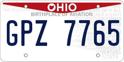 OH license plate GPZ7765