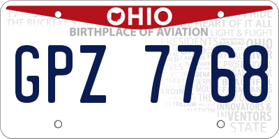 OH license plate GPZ7768