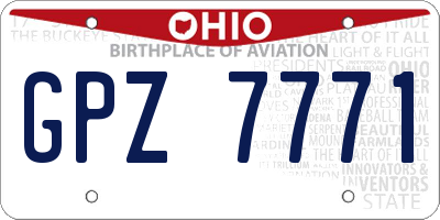 OH license plate GPZ7771