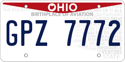 OH license plate GPZ7772