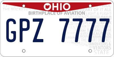 OH license plate GPZ7777