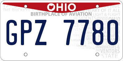 OH license plate GPZ7780