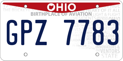 OH license plate GPZ7783