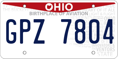OH license plate GPZ7804