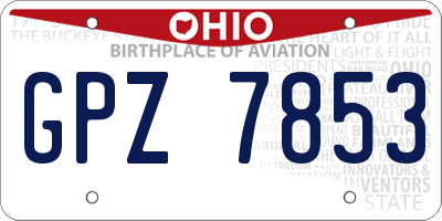 OH license plate GPZ7853
